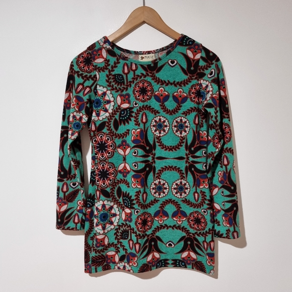 Primative Tops - Primative Size L / XL  ( Aus 12 ) Aqua Floral Long Sleeve Blouse